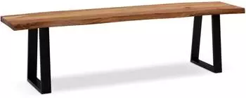 Wohnling Esszimmerbank Akazie Massivholz Baumkante 160cm, schwarze Metallbeine (WL7.291)