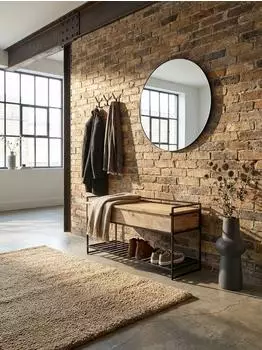 KADIMA DESIGN Sitzbank mit Stauraum, Mango Massivholz/Metall, braun, 90x52x38cm
