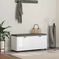 vidaXL Flurbank mit Kissen mit Regal mit T&uuml;r Wei&szlig; 100 x 38 x 46 cm