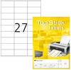 TopStick 8704, TopStick Universal-Etiketten Papier weiß selbstklebend 70x32mm...
