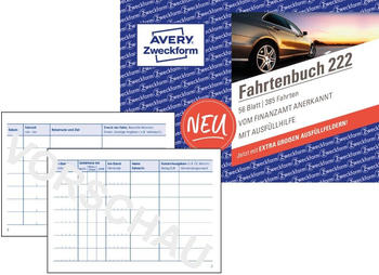 Avery Zweckform 222-5 Fahrtenbuch, A6 quer, wei&szlig;, 5er Pack