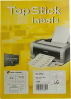 TopStick 8712, TopStick TOP STICK Universal-Etiketten, 105 x 37 mm, wei&aacute;, 100 Blatt