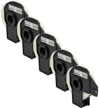 vhbw 5x Etiketten-Rolle mit Halter 17mm x 54mm (400 Etiketten) Ersatz für Brother DK-11204 für Etiketten-Drucker