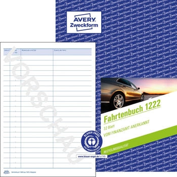 Avery Zweckform 1222 Fahrtenbuch f&uuml;r PKW A5 Recycling-Papier 64 Seiten f&uuml;r 682 Fahrten