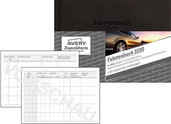 Avery Zweckform 222D Fahrtenbuch f&uuml;r PKW A6 quer Hardcover 80 Seiten f&uuml;r 230 Fahrten