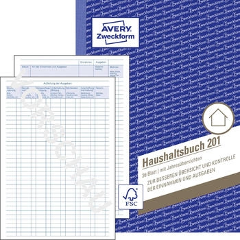 Avery Zweckform 201 Haushaltsbuch A5 mit Jahres&uuml;bersicht 36 Blatt
