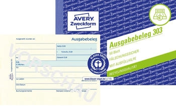 Avery Zweckform 303 Ausgabebeleg mit Dokumentendruck A6 quer gelb 50 Blatt