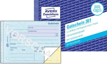 Avery Zweckform 361 Gutschein A6 quer mit Blaupapier 2x50 Blatt