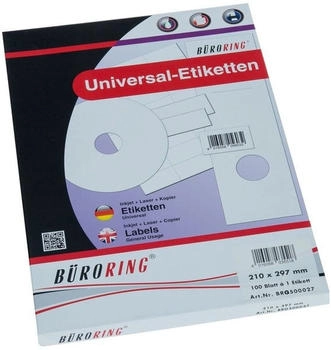 B&uuml;roring Universal-Etiketten Papier wei&szlig; selbstklebend 210x297mm (BRG500027)