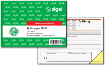 sigel SD021 Quittungen, selbstdurchschreibend, A6 quer, 40 Sätze