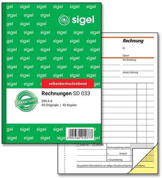 sigel SD033 Rechnungen, selbstdurchschreibend, A6, 40 Sätze