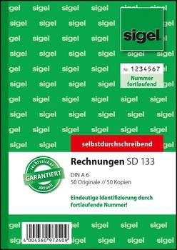 sigel SD133 Rechnungen, selbstdurchschreibend, A6, 50 Sätze