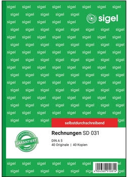 sigel SD031 Rechnungen, selbstdurchschreibend, A5, 40 S&auml;tze