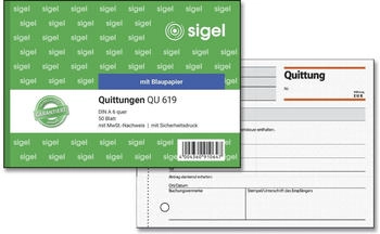 sigel QU619 Quittungen, mit Blaupapier, A6 quer, 50 Blatt