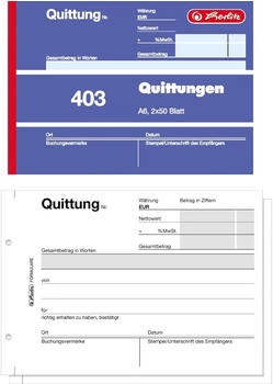 Herlitz Quittungsblock 403 DIN A6 quer 2x50 Blatt