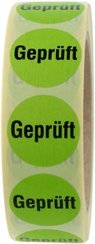 Labelident "Qualitätssicherung, QS-Etiketten, ""Geprüft"", Ø 30 mm, Papier grün-schwarz, permanent klebend, 1.000 Etiketten" (BE30G-007)