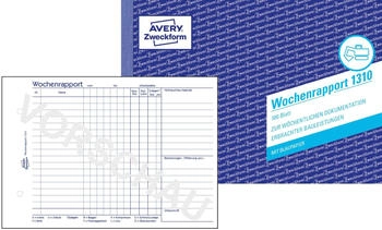 Avery Zweckform 1310 Wochenrapport A5 quer mit Blaupapier 100 Blatt