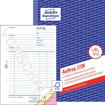 Avery Zweckform 1726 Auftrag A5 selbstdurchschreibend 3x40 Blatt