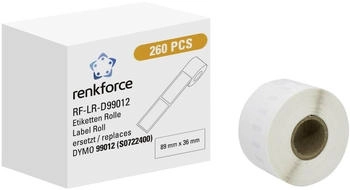 Renkforce Etiketten Rolle Kompatibel ersetzt DYMO DYMO 99012 89 x mm Papier Wei&szlig; 260 St. Permanent haftend Versand-Etiketten RF-6027502