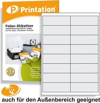 Printation Universal Etiketten 99,1 x 34 mm WETTERFEST - Folienetiketten transparent auf A4 (1431563)