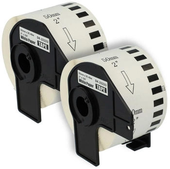 vhbw 2x Etiketten-Rolle mit Halter 50mm x 30,48m (1 Etikette) kompatibel mit Brother PT QL-1100NWBC