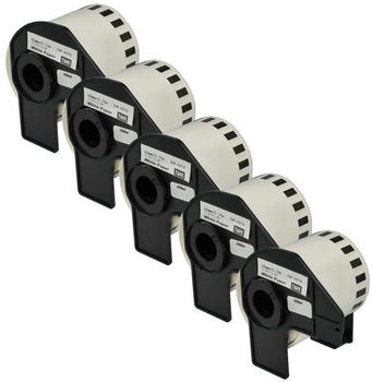 vhbw 5x Set Etiketten-Rolle 62mm x 15,24m Ersatz für Brother DK-22212