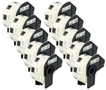 vhbw Set 10x Etiketten-Rolle 23mm x 23mm Ersatz für Brother DK-11221