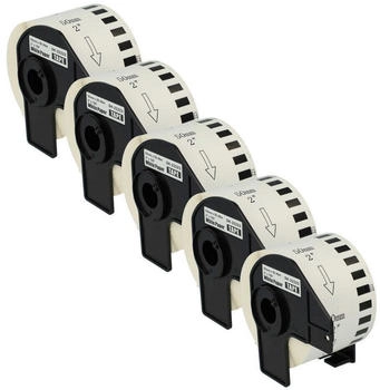 vhbw Set 5x Etiketten-Rolle 50mm x 30,48m kompatibel mit Brother PT QL-820NWB, QL-820NWBC