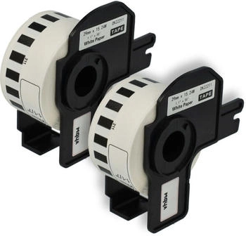 vhbw 2x Etiketten-Rolle mit Halter 29mm x 15,24m (1 Etikette) Ersatz für Brother DK-22211