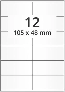 Labelident Universal Papieretiketten 105 x 48 mm, weiß, permanent klebend, 6.000 Haftetiketten auf DIN A4 Bogen für Laser