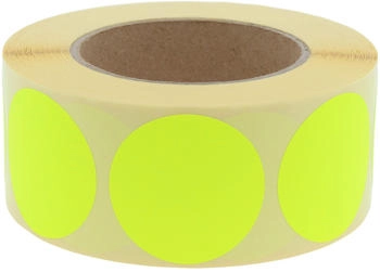 Labelident Markierungspunkte leuchtgelb 50 mm rund, 1.000 Klebepunkte, Papier permanent klebend, 1 Rolle/n 1-bahnig 3 Zoll Kern