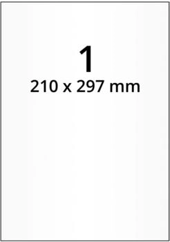 Labelident Polyester Etiketten weiß, 210 x 297 mm, permanent klebend, 100 Folienetiketten, matt, DIN A4, 100 Blatt