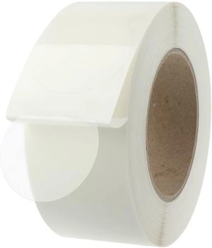 Labelident Verschlussetiketten 50 mm rund, PP Etiketten transparent, permanent klebend, 1 Rolle/n 1-bahnig 3 Zoll Kern, 1.250 Verschlusspunkte