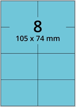 Labelident Universal Papieretiketten 105 x 74 mm, blau, permanent klebend, 800 Haftetiketten auf DIN A4 Bogen für Laser
