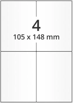 Labelident Versandetiketten 105 x 148 mm, weiß, permanent klebend, 2.000 DIN A6 Papieretiketten auf DIN A4 Bogen für Laser