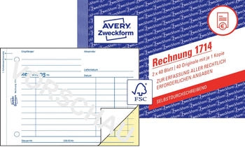 Avery Zweckform 1714 Rechnung A6 quer selbstdurchschreibend 2x40 Blatt