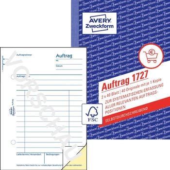 Avery Zweckform 1727 Auftrag A6 selbstdurchschreibend 2x40 Blatt