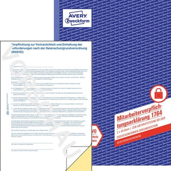 Avery Zweckform 1764 Mitarbeiterverpflichtung A4 selbstdurchschreibend 2x40 Blatt