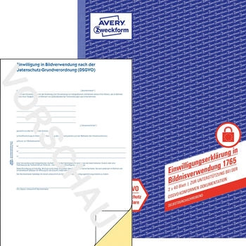 Avery Zweckform 1765 Einwilligung Bildnisverwendung A4 selbstdurchschreibend 2x40 Blatt