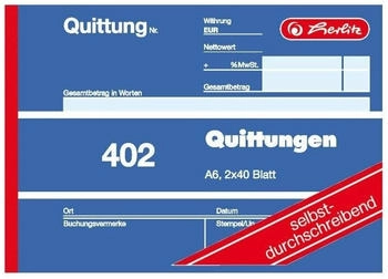 Herlitz Quittungsblock A6 2x40 Blatt 402-12
