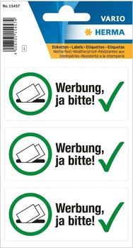 Herma Hinweisetiketten "Werbung ja bitte!" Folie matt wetterfest 3 Etiketten (15457)