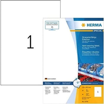 Herma Folienetiketten 10784, wei&szlig; matt, 210 x 297mm, wetterfest, 80 Blatt, 80 St&uuml;ck