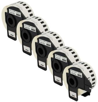 vhbw 5x Etiketten-Rolle mit Halter 38mm x 30,48m (1 Etikette) kompatibel mit Brother PT QL-1050, QL1050N, QL-1060 Etiketten-Drucker (124485878)