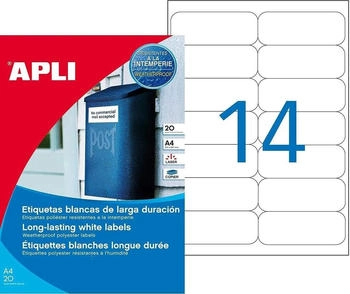 APLI Wetterfeste Folien Etiketten 99,1 x 38,1 mm weiß 280 Etiketten (9181an)