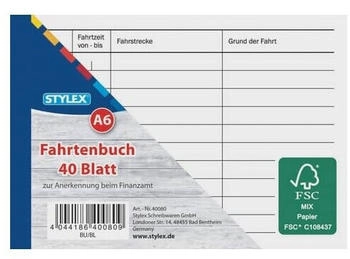 Stylex 40080 Fahrtenbuch f&uuml;r PKW A6 quer