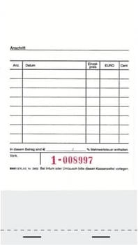 RNK Kassenblock 2953 mit Nummerierung 17,5x9,6cm 2x 50 Blatt unten geheftet