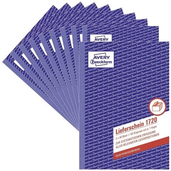 Avery 1720-10 Lieferschein (A5, selbstdurchschreibend, 2x40 Blatt) 10er Pack wei&szlig;/gelb