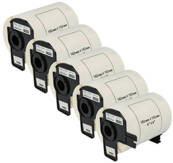 vhbw Set 5x Etiketten-Rolle 102mm x 152mm kompatibel mit Brother P-Touch QL-1050, QL1050N Etiketten-Drucker - Standard (124494115)