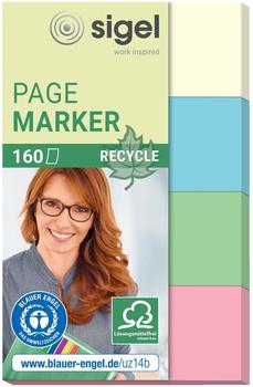 sigel HN604 Haftmarker aus Recycling-Papier, 160 Streifen im Format 20 x 50 mm, gelb, blau, grün, rot