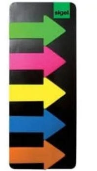sigel HN600 Haftmarker Pfeile, 125 Streifen im Format 25 x 45 mm, 5 Farben